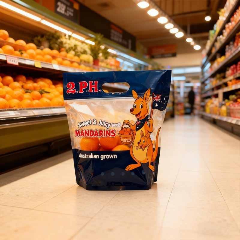 Borsa con cerniera autoportante traspirante per frutta fresca