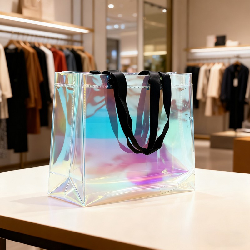 Borsa tote regalo laminata con pellicola arcobaleno