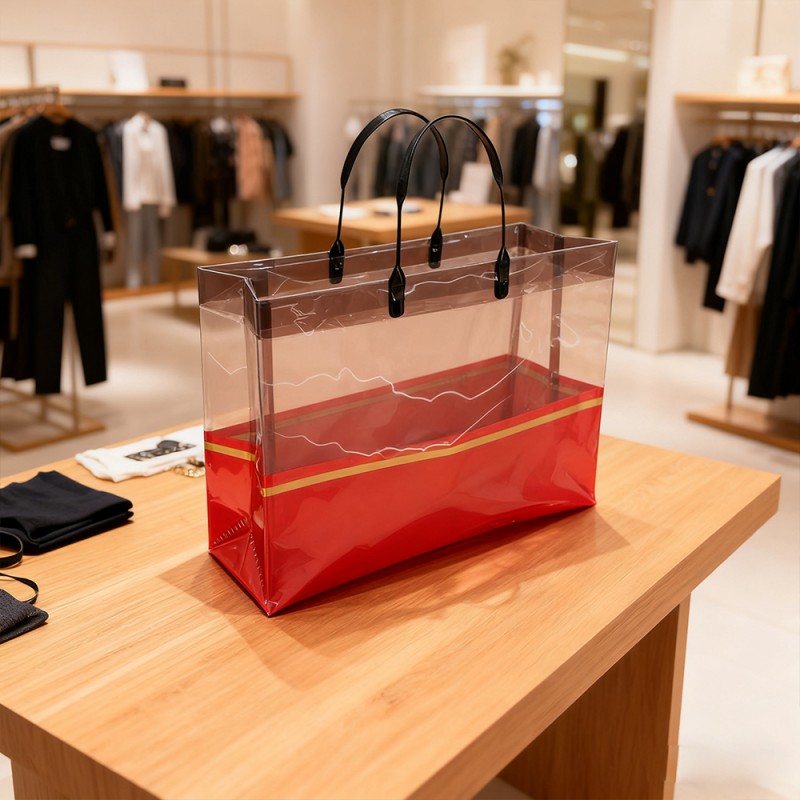 Borsa shopping CPP con fascia dorata trasparente